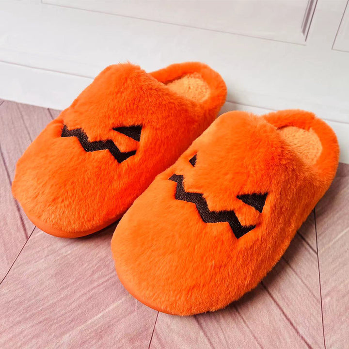 Pantufa de Halloween com Design de Abóbora