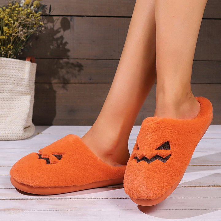 Pantufa de Halloween com Design de Abóbora