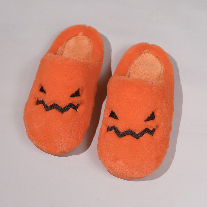 Pantufa de Halloween com Design de Abóbora