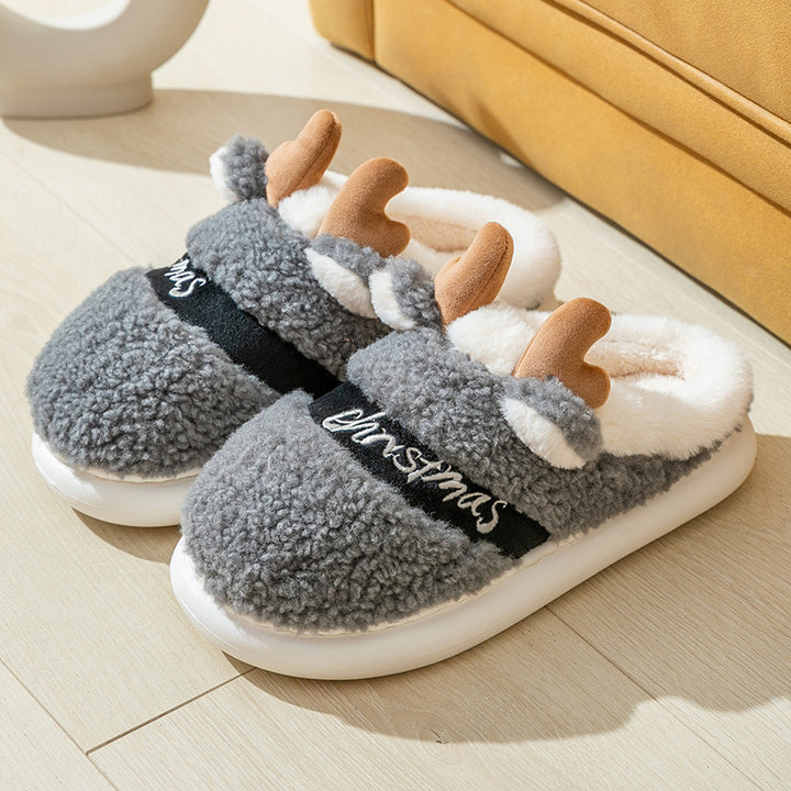 Pantufa Natalina com Chifres de Rena