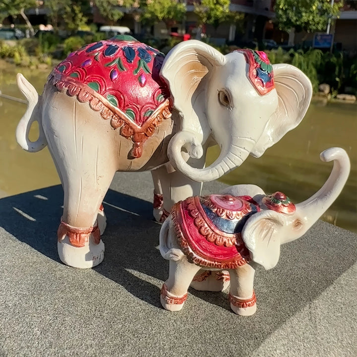 Estatueta Decorativa Elefante com Filhote