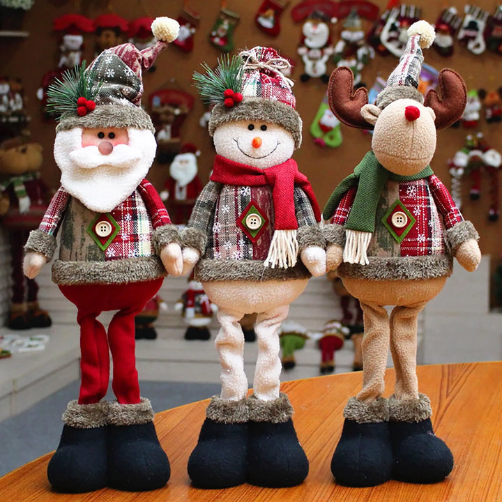 Conjunto de Pelúcias Natalinas - Papai Noel, Boneco de Neve e Rena com Roupa de Inverno