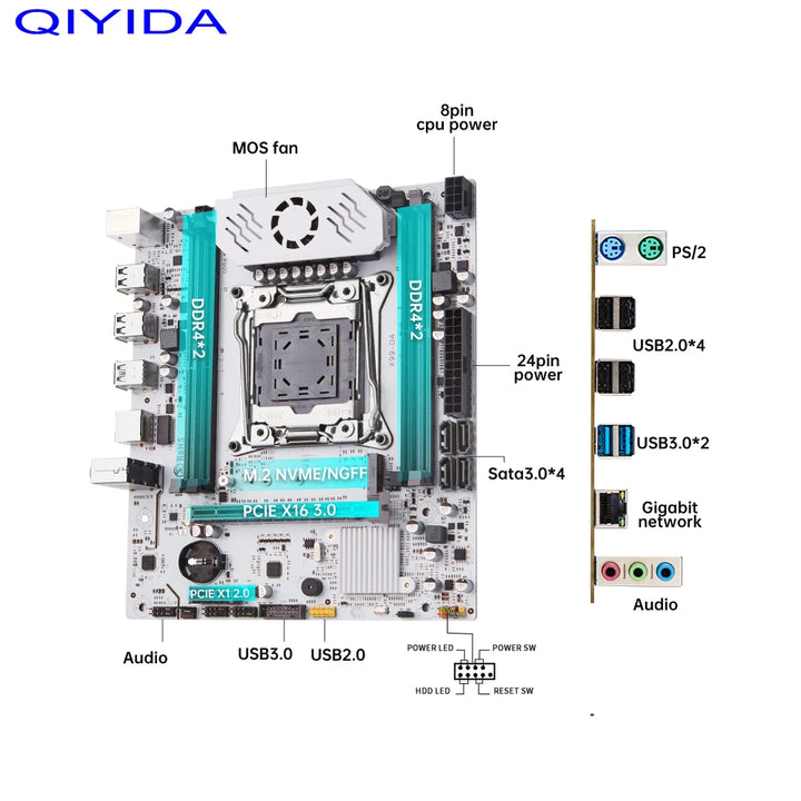 QIYIDA X99 D4 com Chipset C612 - Suporte para NVMe M.2 e NGFF M.2