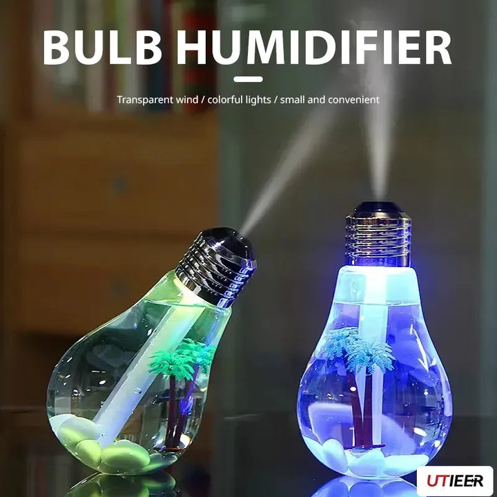 Humidificador de Ar em Formato de Lâmpada com Luzes Coloridas