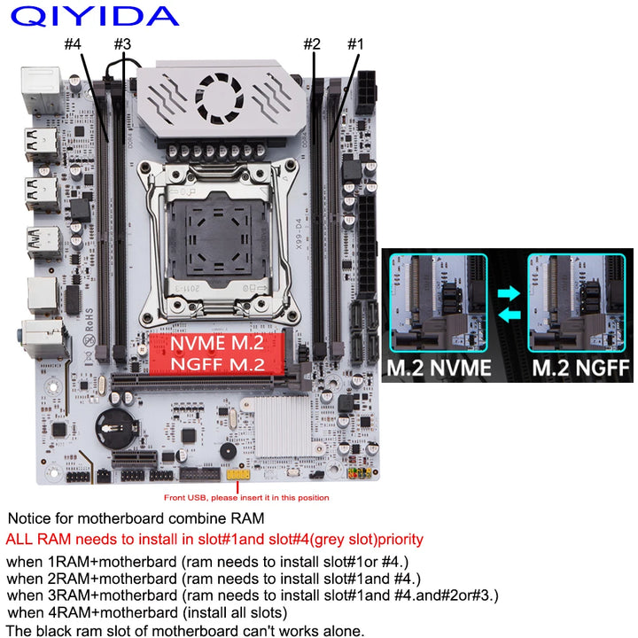 QIYIDA X99 D4 com Chipset C612 - Suporte para NVMe M.2 e NGFF M.2