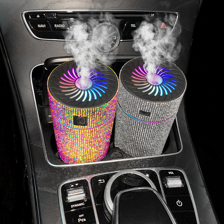 Humidificador de Ar Portátil para Carro com Design Brilhante e LED Colorido