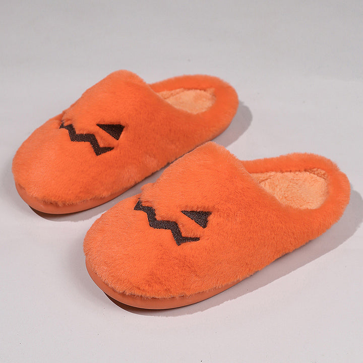 Pantufa de Halloween com Design de Abóbora